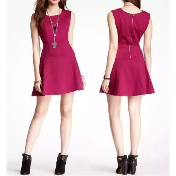 Free People Size Medium Cha Cha Zip Skater Dress Magenta Pink Sz XSP - Picture 1 of 6